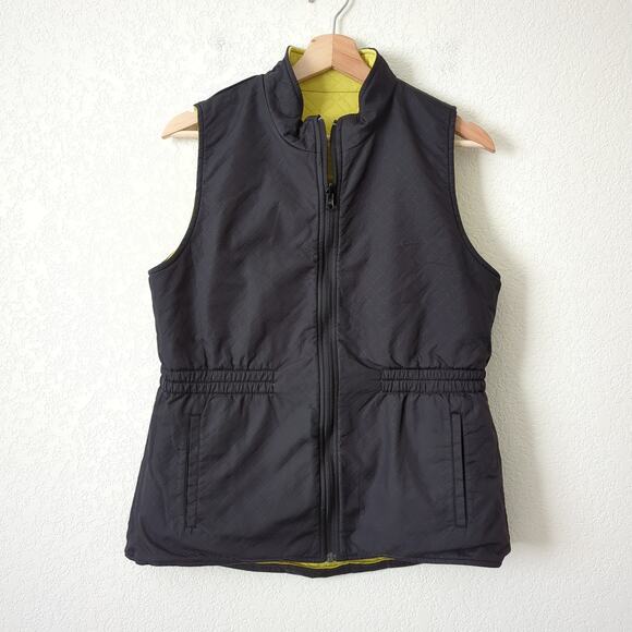 CAbi Women's Reversible Yellow Black Quilted Vest Full Zip Up Size Medium Cute! - Picture 3 of 8